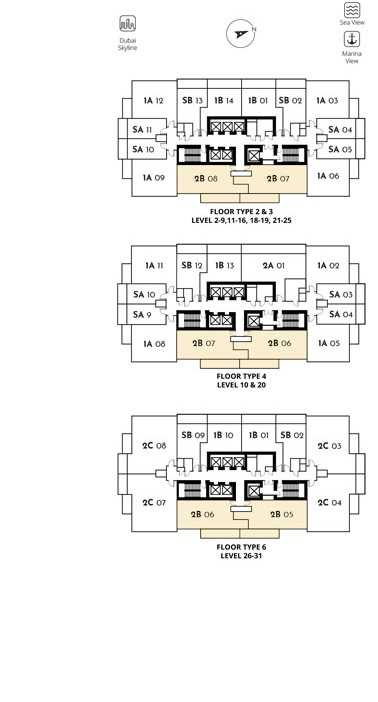 2 Bedroom, Type 2B - Level 2-16 & 18-31 Size 828.50 sq ft